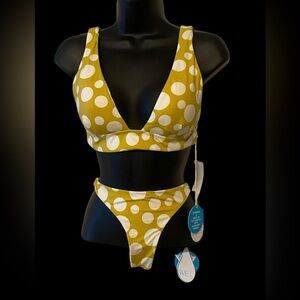 WET SWIMWEAR | Yellow & White Polka Dot Bikini | Luxe Trendy swimsuit NWT Size S